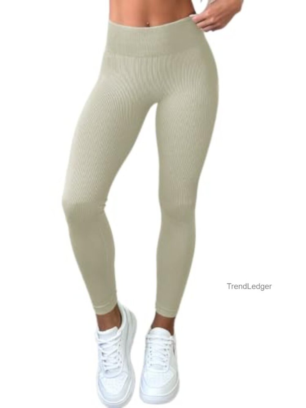 Ribbed Seamless Yoga Leggings High Waisted Tummy Control Skinny Fit Athletic
